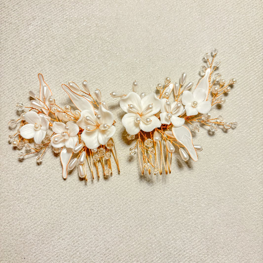 Peigne à cheveux en perles et cristaux de Cade