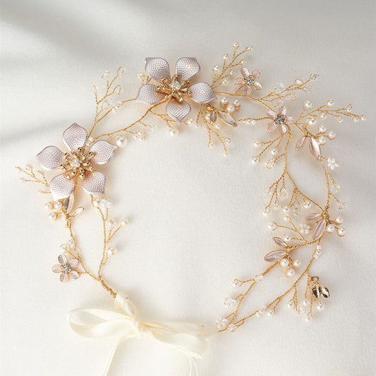 Vigne de cheveux Henley Gold Floral Pearl