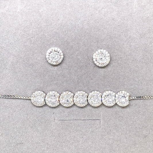 Ensemble de boucles d'oreilles et de bracelet en cristal argenté Selena