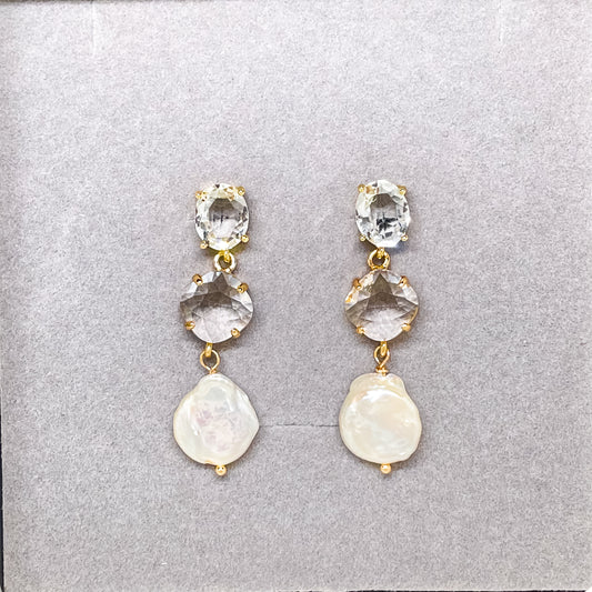 Boucle d'oreille de mariée en cristal et perles Shelia