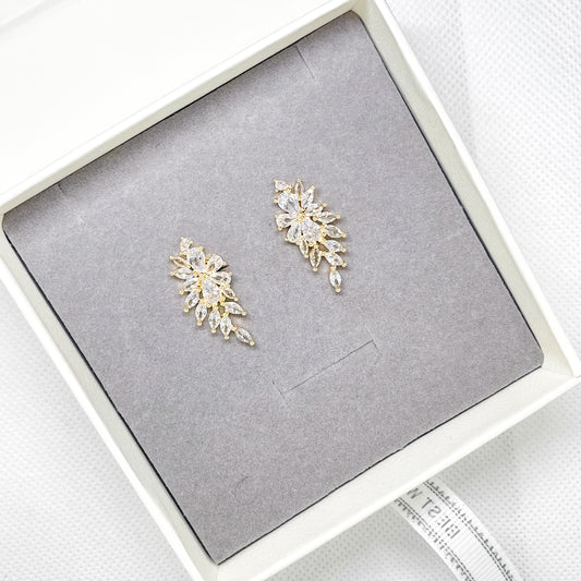 Boucles d'oreilles à tige en or rose et zircone cubique Wrenley