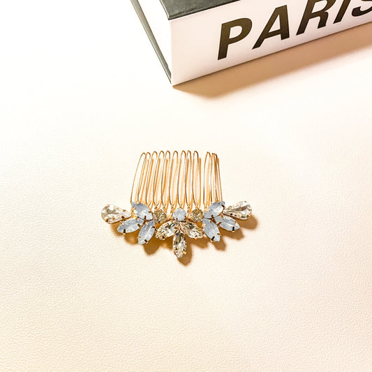 Peigne à cheveux Alice en opale et cristal