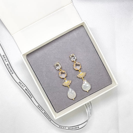 Boucle d'oreille en cristal et perles Lani