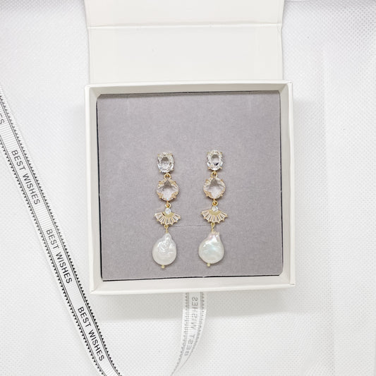 Boucle d'oreille en cristal et perles Lani