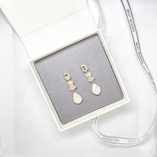 Boucle d'oreille de mariée en cristal et perles Hilda