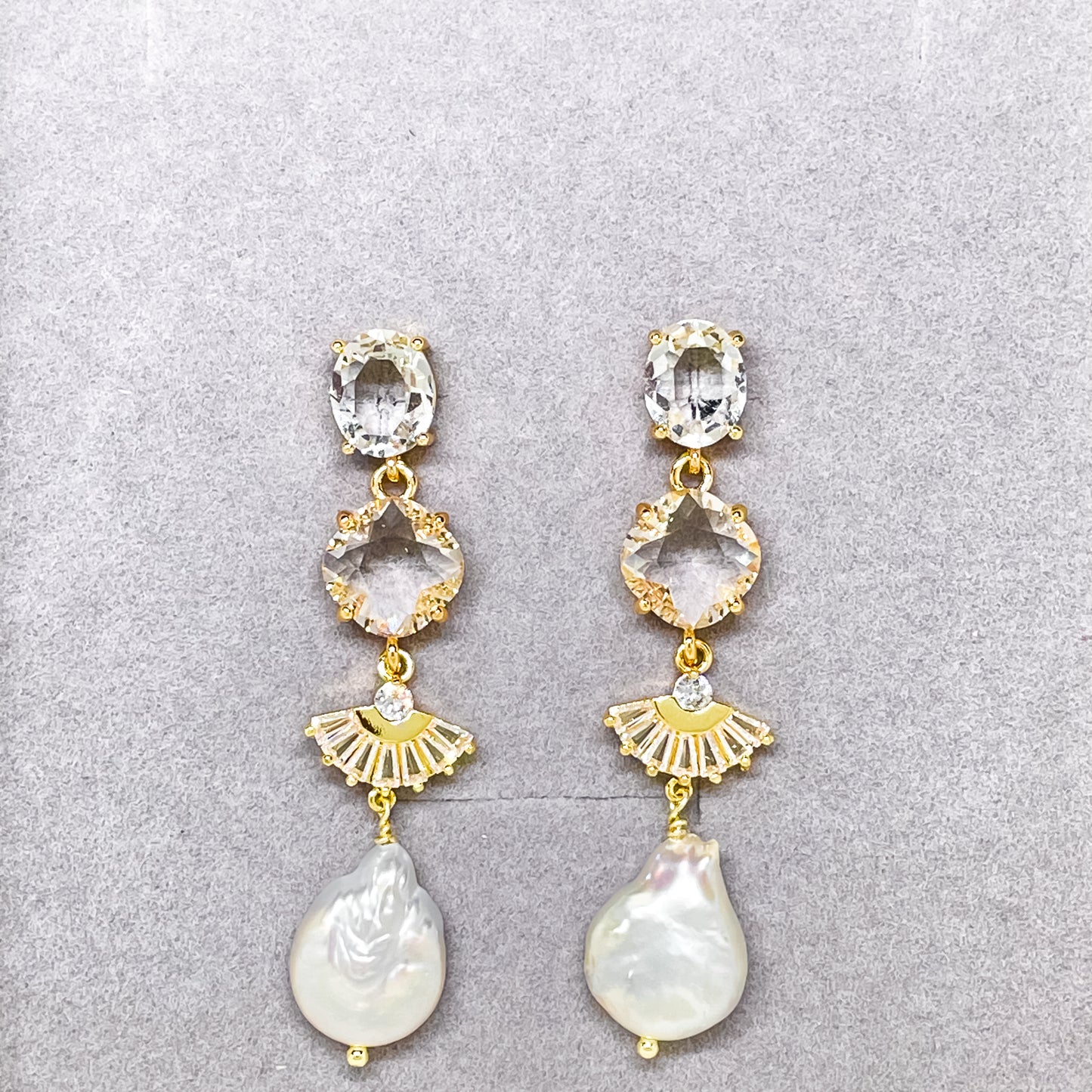 Boucle d'oreille en cristal et perles Lani