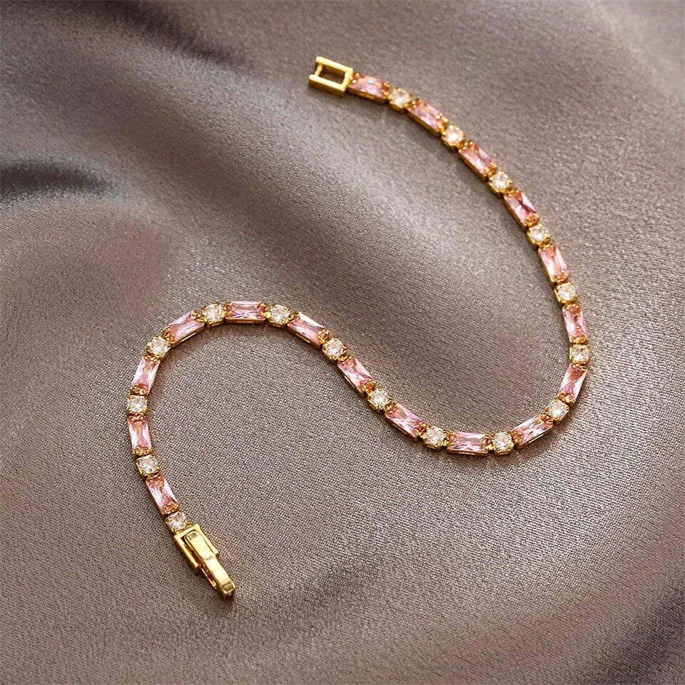 Astrid Pink and Gold Crystal Bracelet - Lizabetha Parker