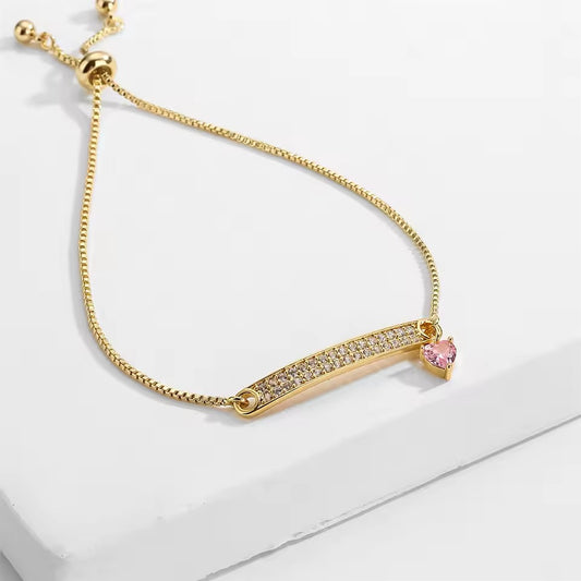 Berkeley Pink Heart Cubic Zirconia Pendant Bracelets - Lizabetha Parker