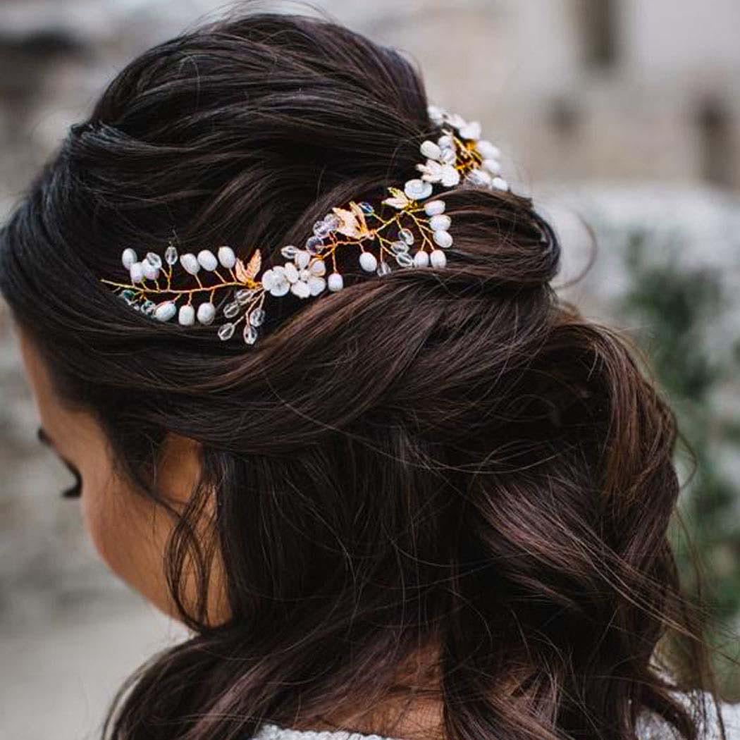 Zara Flower and Rhinestone Boho Hair Vine - Lizabetha Parker