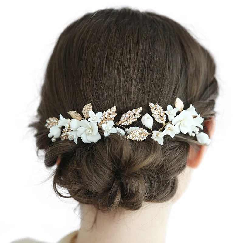 Katie Flower and Crystal Hair Pins - Lizabetha Parker