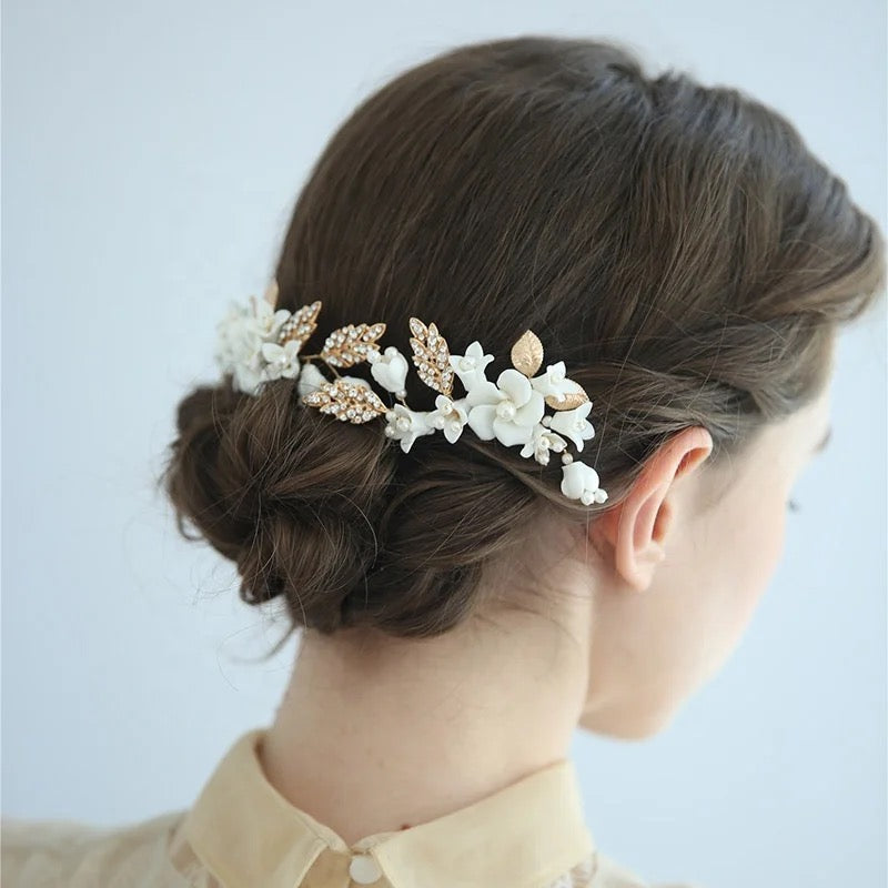 Katie Flower and Crystal Hair Pins - Lizabetha Parker