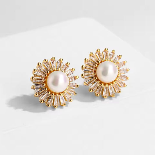 Bella Dainty CZ and Pearl Stud Earrings - Lizabetha Parker