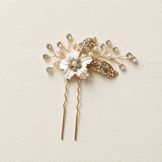 Épingles à cheveux en cristal et fleur de Kat