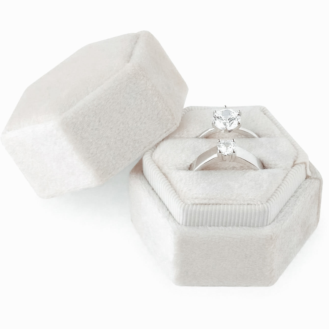 Coffret à bagues en velours - Beige
