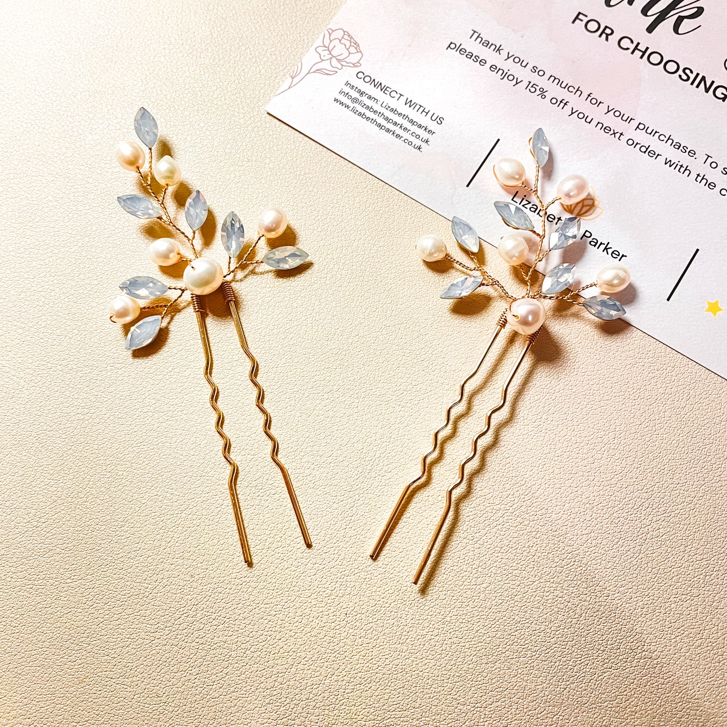 Épingles à cheveux en perles d'ambre et opale