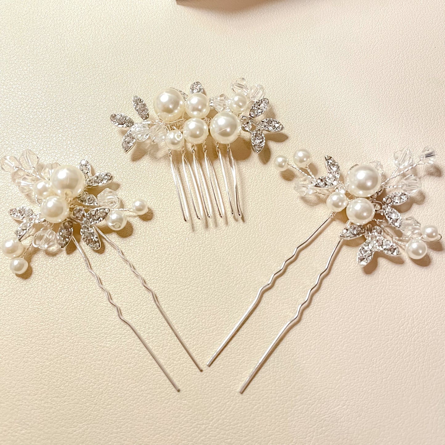 Ensemble peigne et épingle à cheveux Betty Leaf