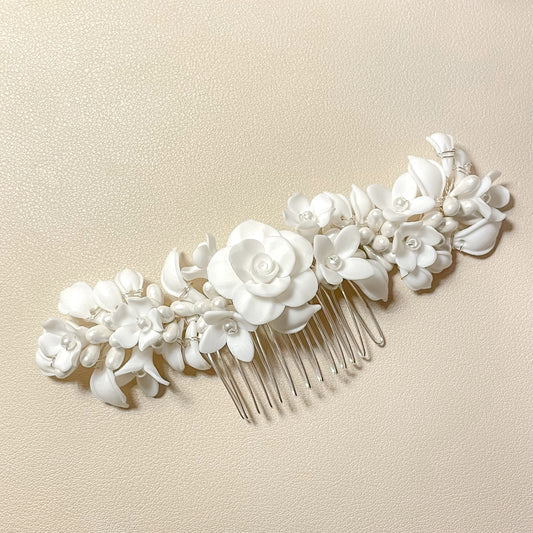 Peigne de mariage en or blanc Bridget