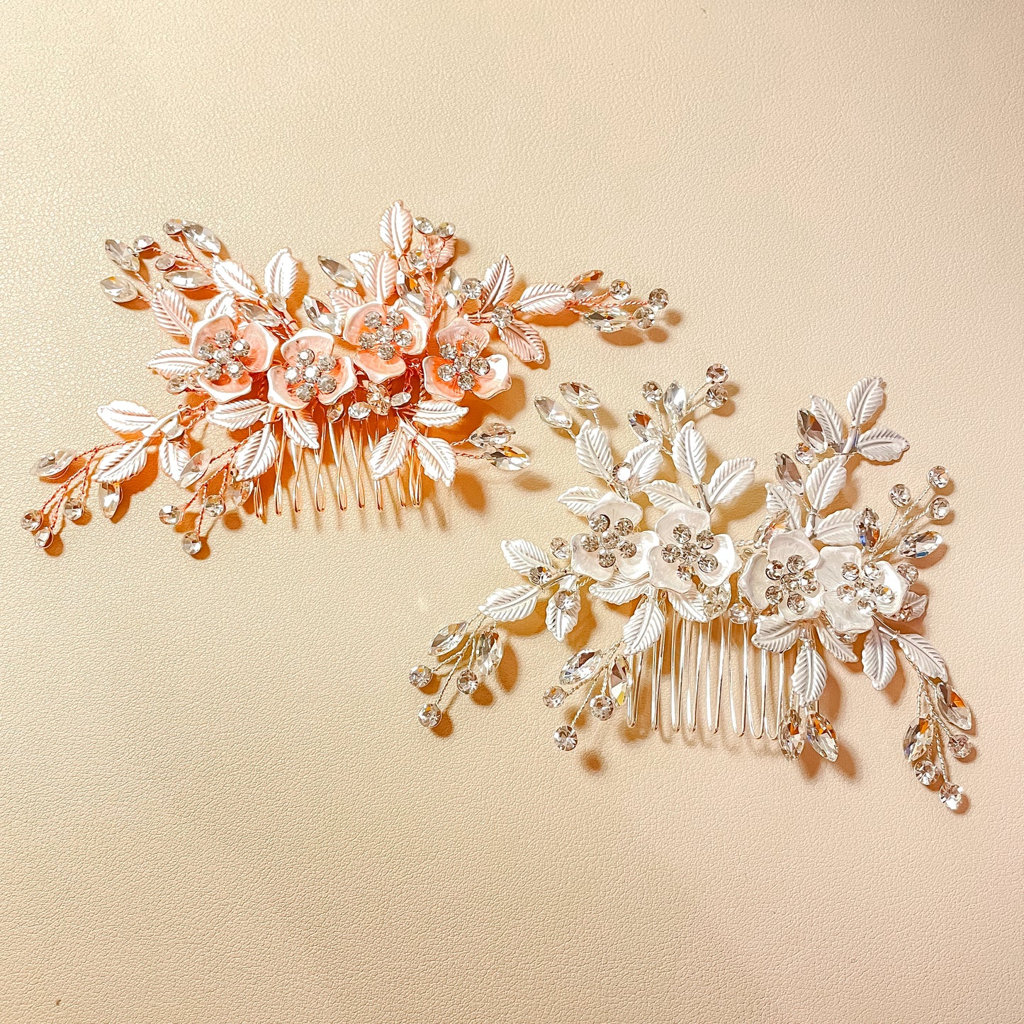 Peigne à cheveux Chloe en feuille d'or rose