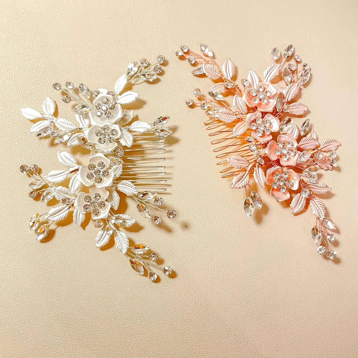 Peigne à cheveux Chloe en feuille d'or rose