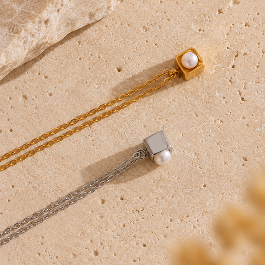 Lisette Pearl Square Necklace