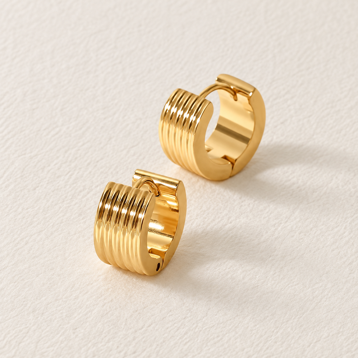 Sabine Ribbed Huggie Earrings