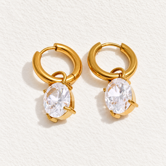 CELESTE CRYSTAL DROP HUGGIE EARRINGS