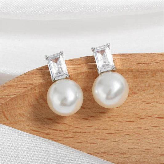 Ava Dainty Gold CZ and Pearl Stud Earrings - Lizabetha Parker