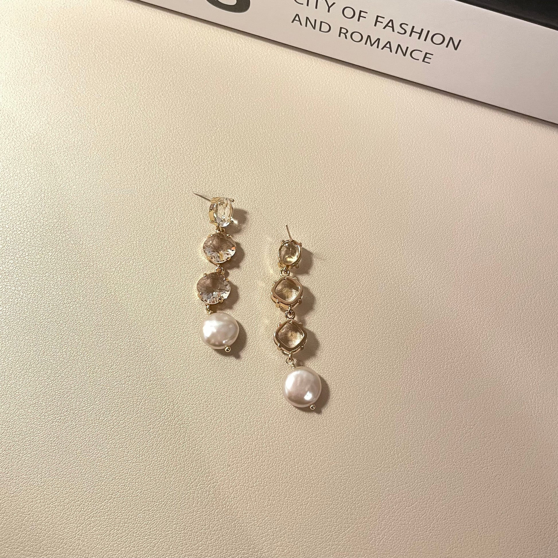 Britney Crystal and Pearl Drop Earring - Lizabetha Parker