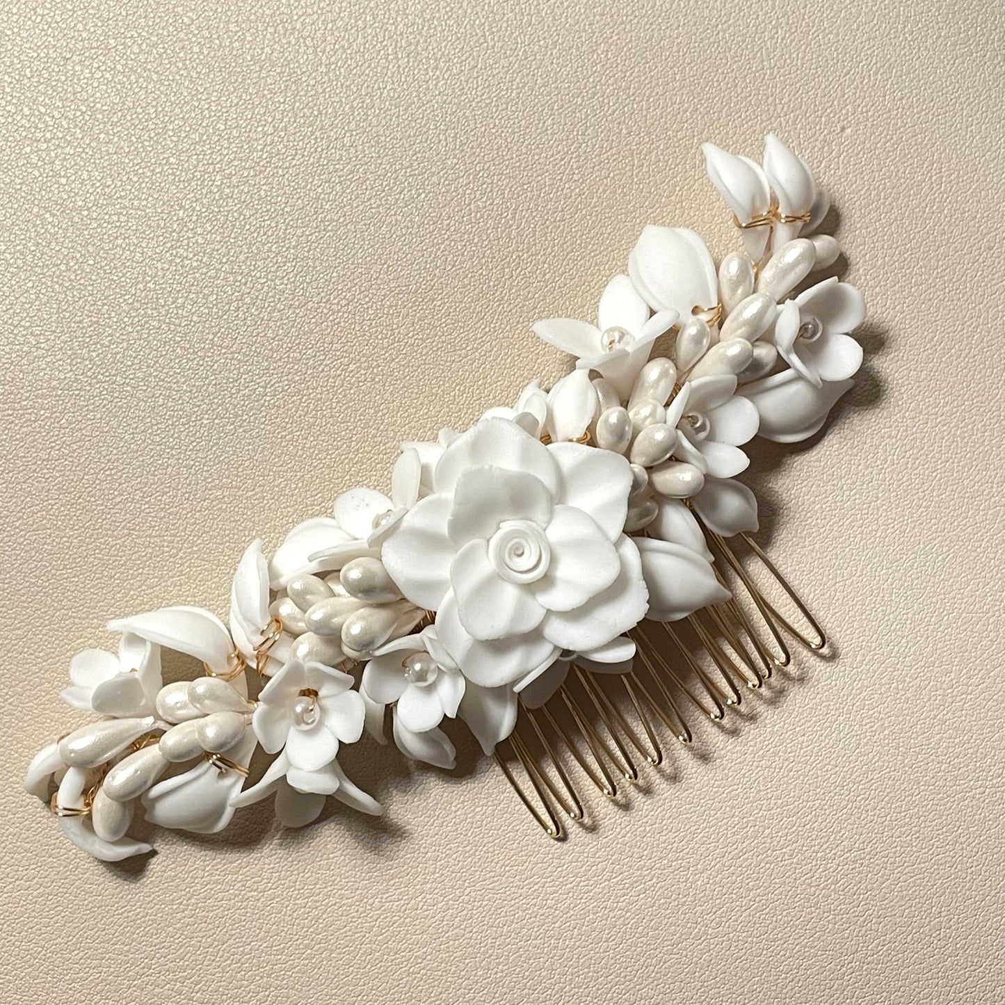 Bridget White Silver Wedding Comb - Lizabetha Parker