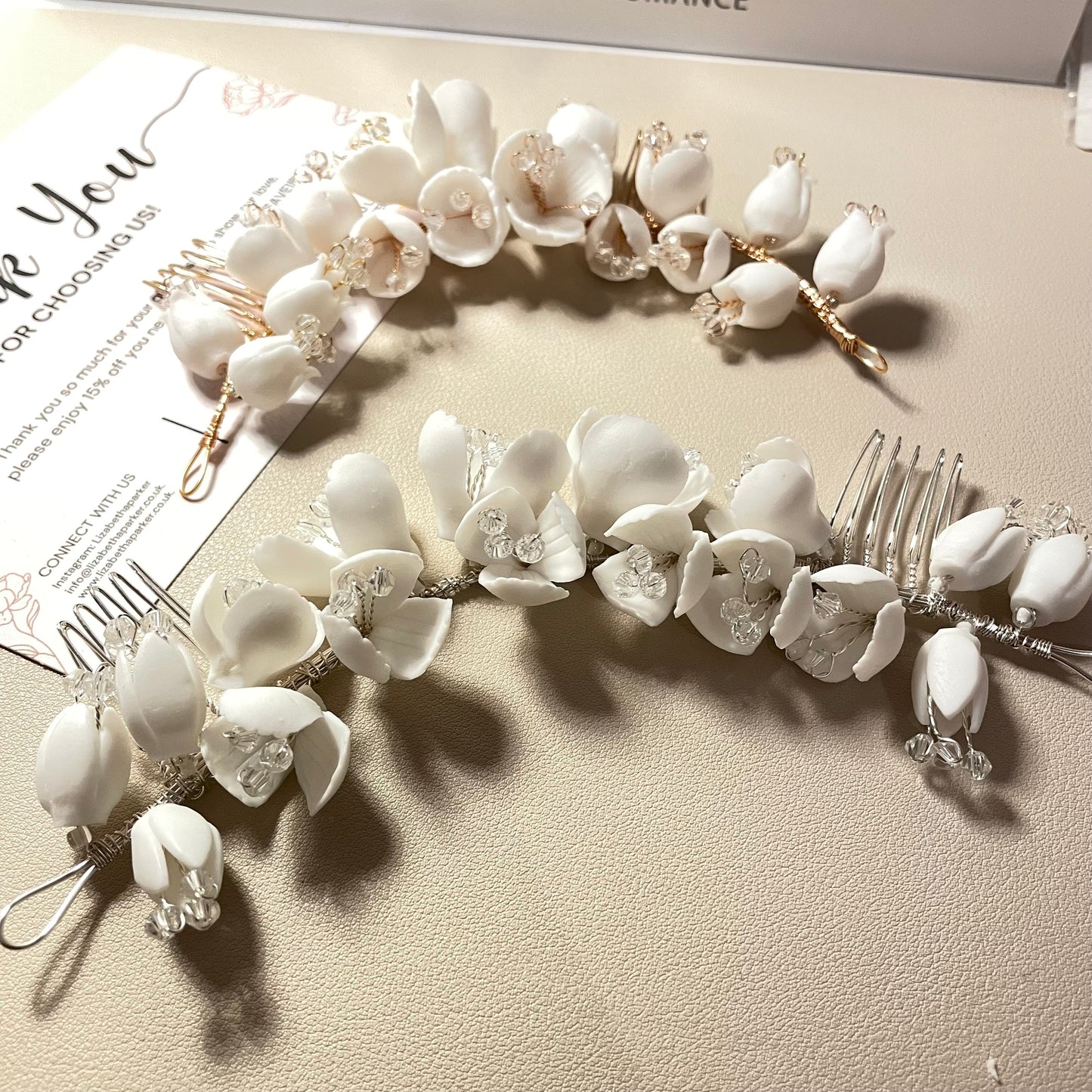 Aubree White Flower Hair Comb