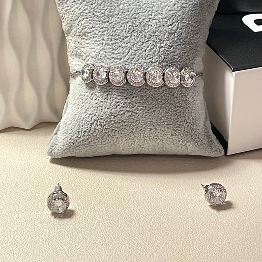 Selena Silver Crystal Earring and Bracelet Set - Lizabetha Parker