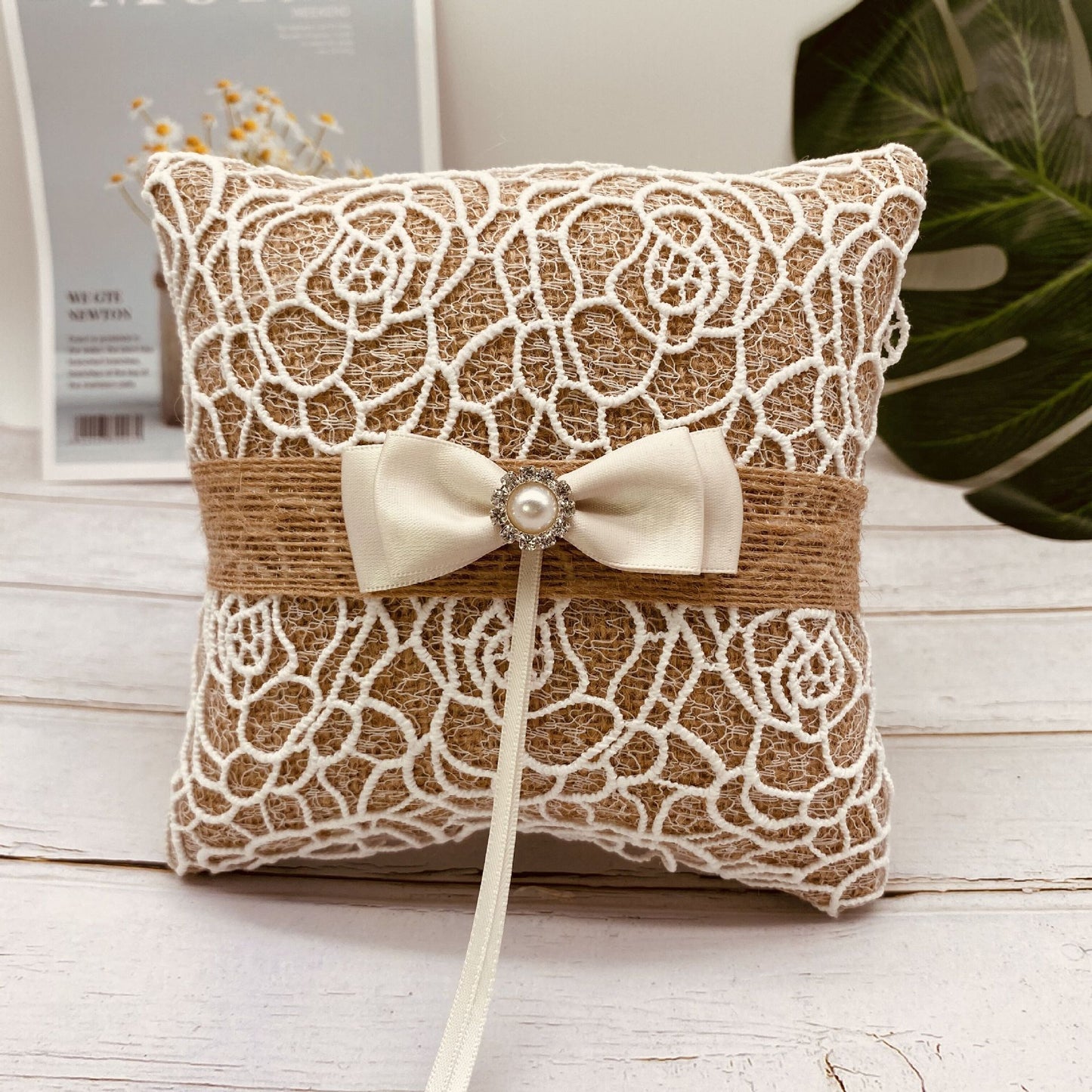 Pearl Bowknot Ring Pillow - Lizabetha Parker