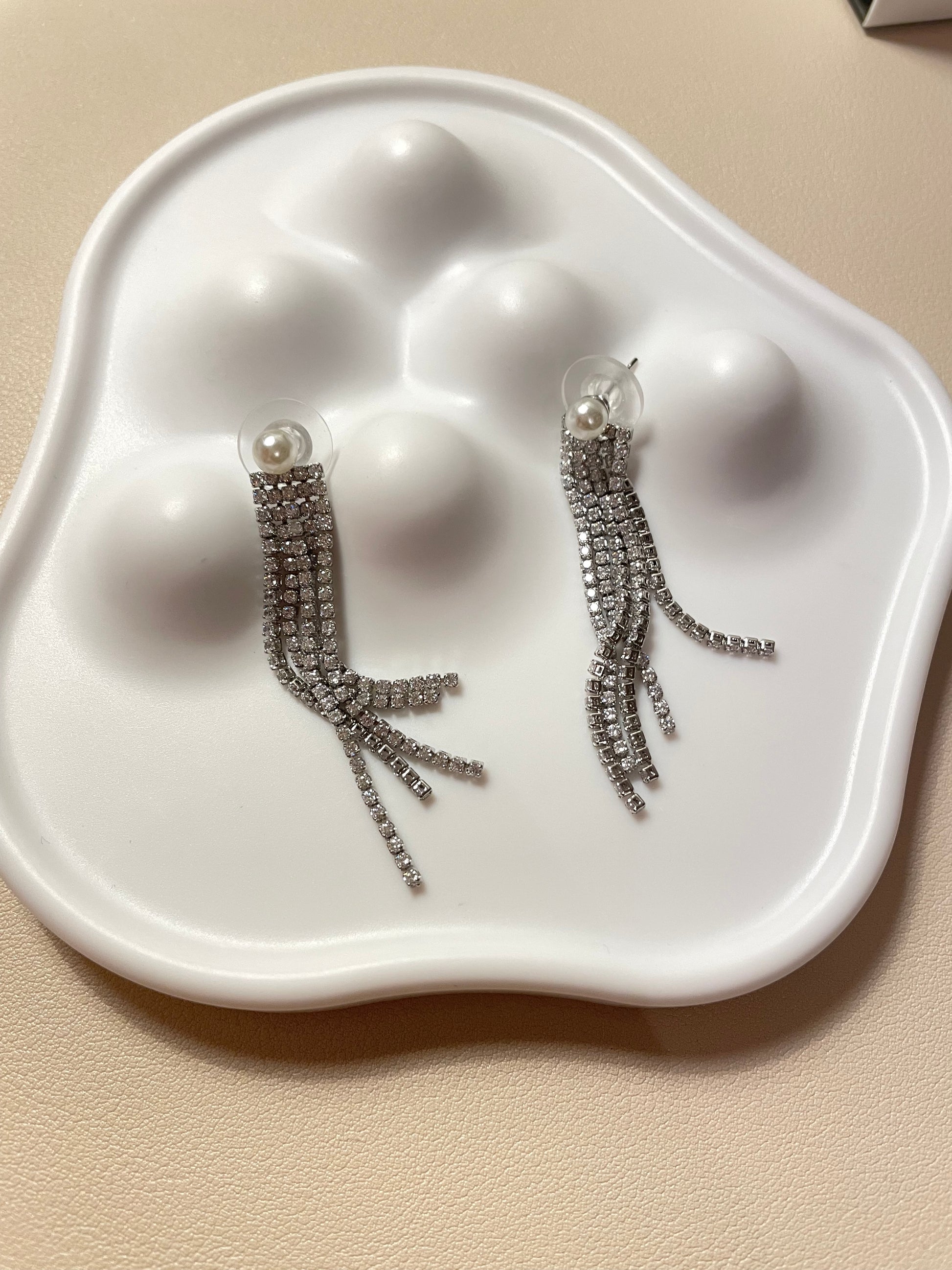 Stacy Pearl & CZ Drop Earrings - Lizabetha Parker