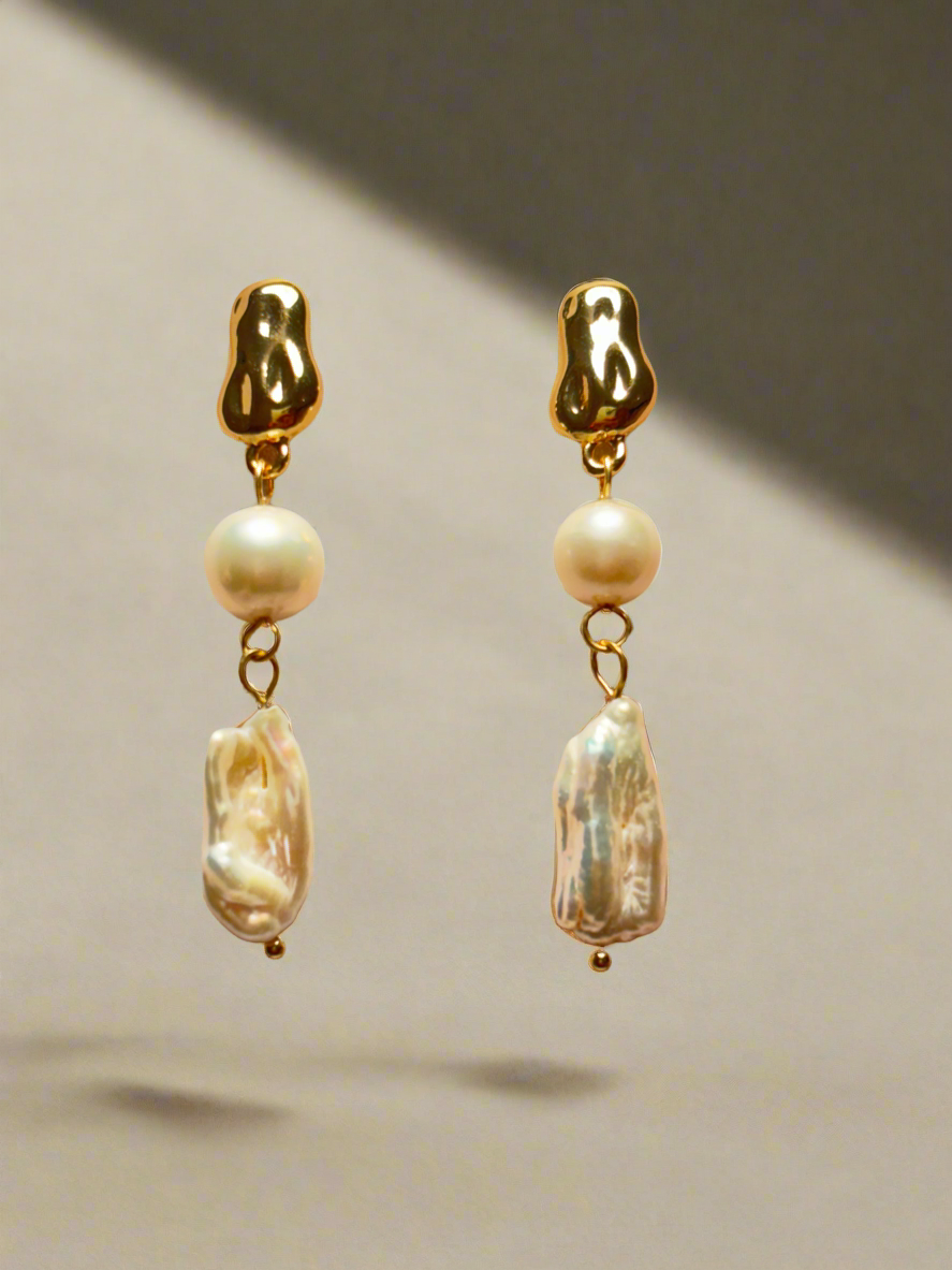 Gold Baroque Pearl  Drop