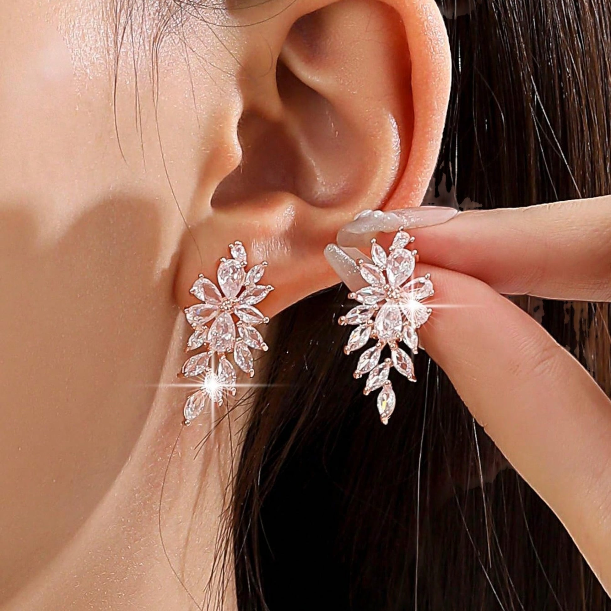 Wrenley Rose gold CZ Stud Earring - Lizabetha Parker