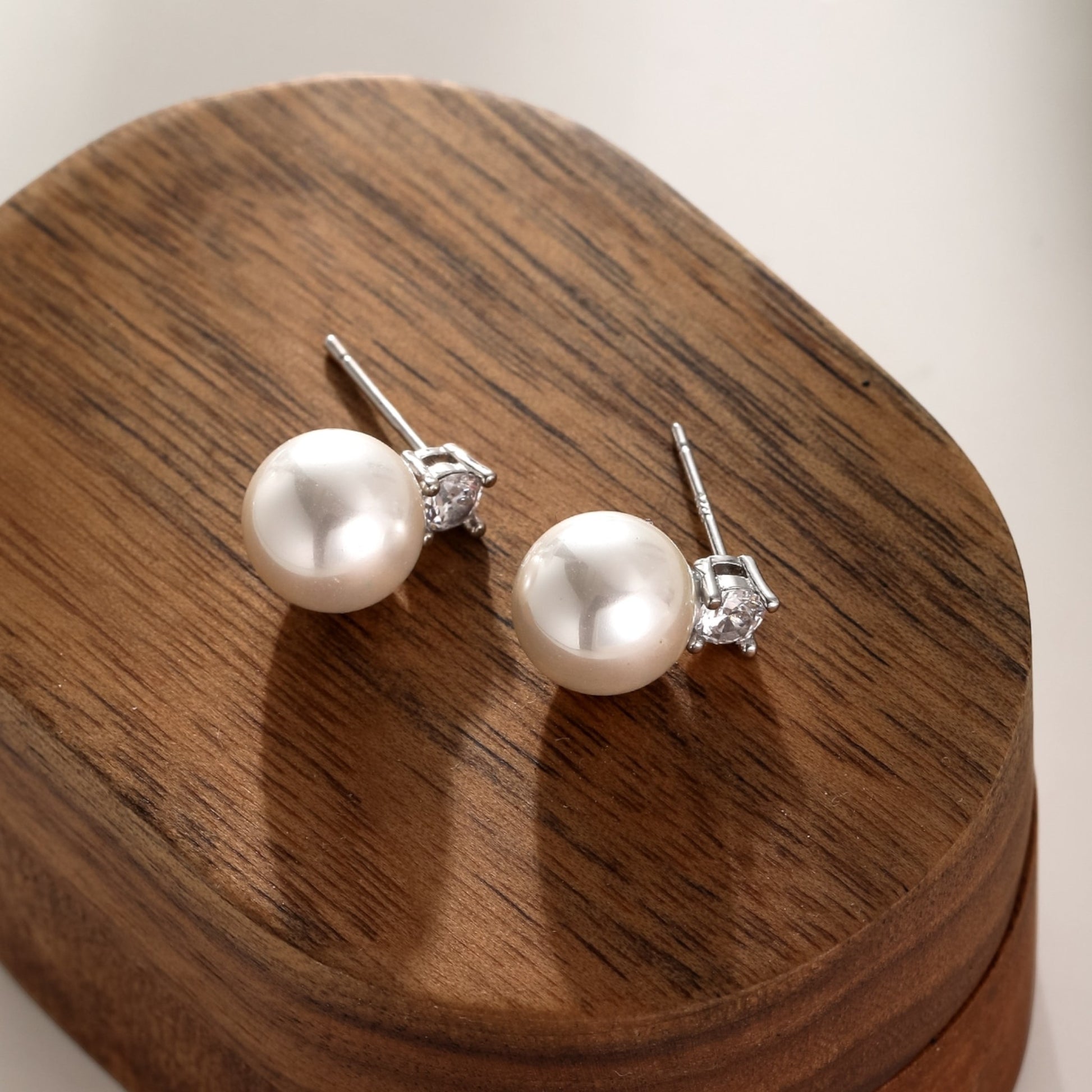 Evelyn Diamond Pearl Stud Earrings - Lizabetha Parker