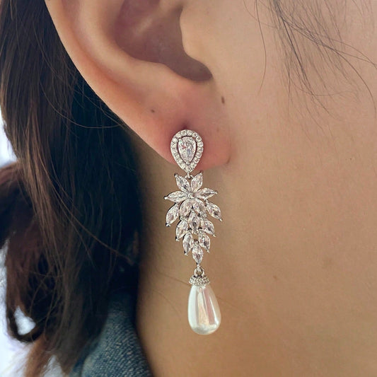 Sophia CZ Pearl Drop Earrings - Lizabetha Parker