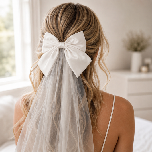 WHITE BOW VEIL