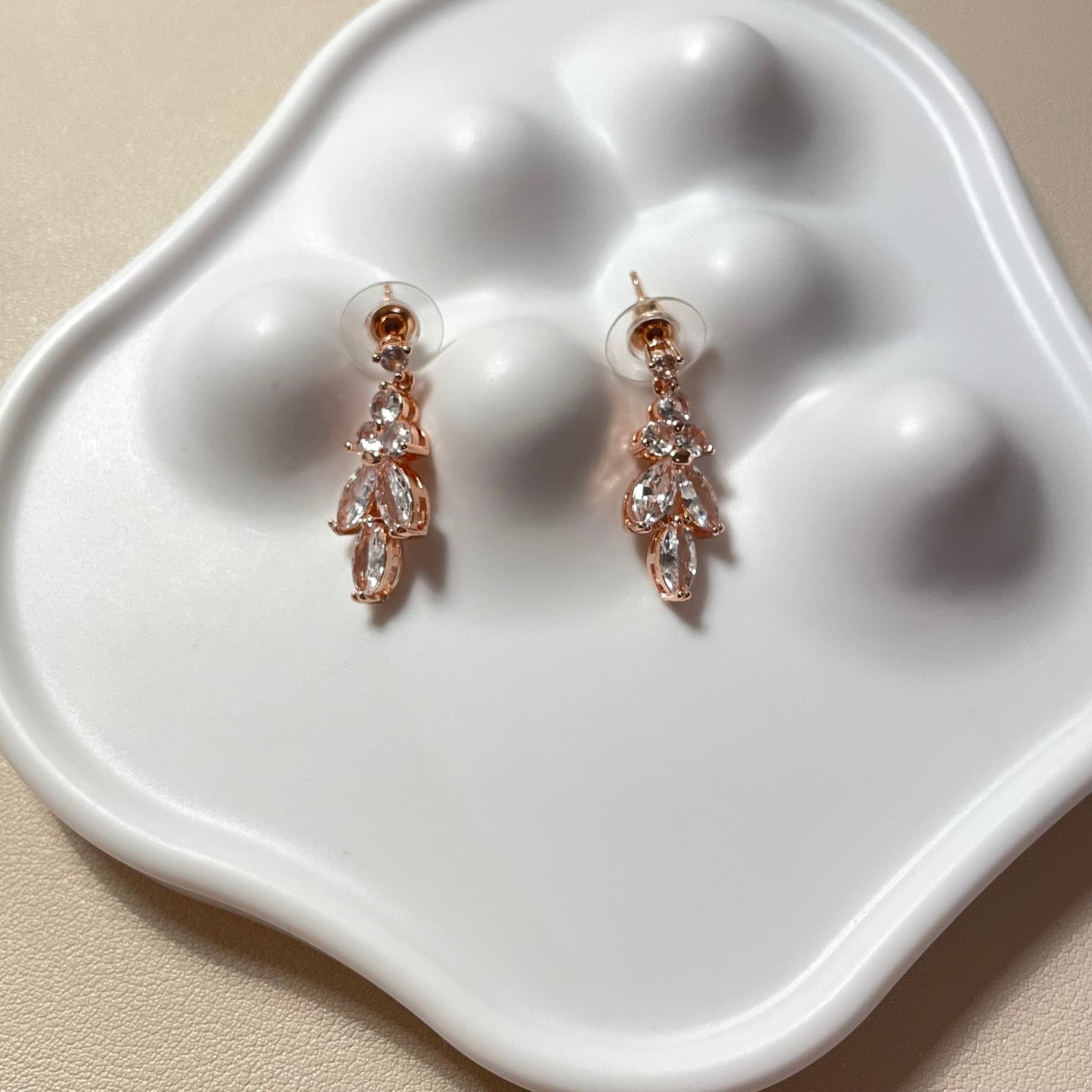 Daisy Rosegold Leaf CZ Earrings