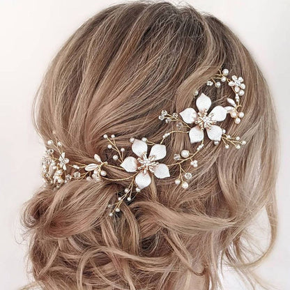 Vigne de cheveux Henley Gold Floral Pearl