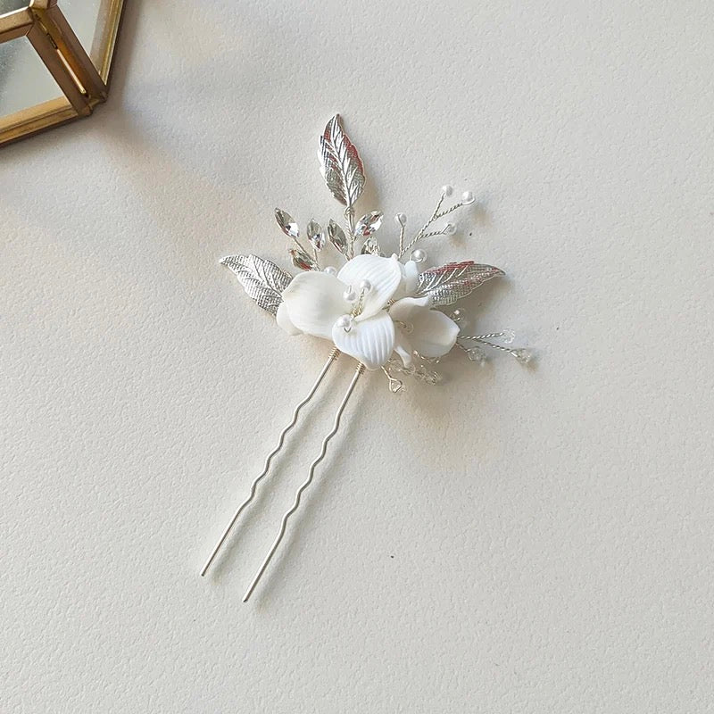 Lou Flower and Pearl Hair Pins - Lizabetha Parker