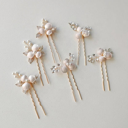 Caro Flower Hair Pins with Pearl - Lizabetha Parker