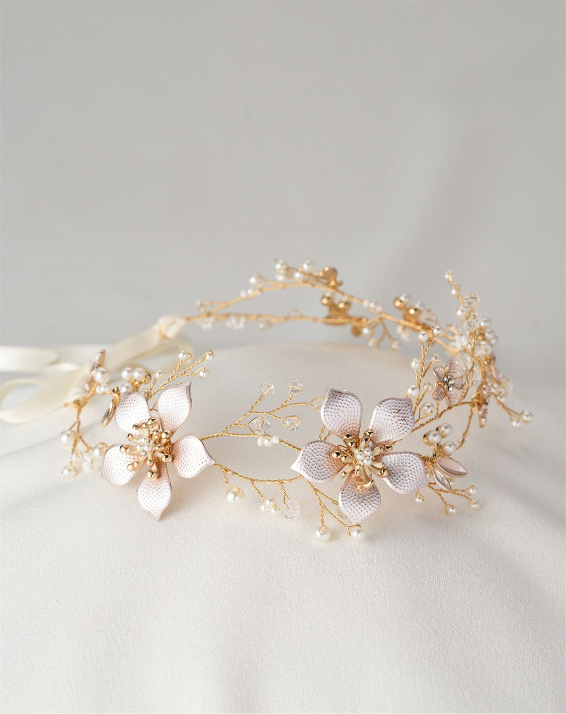 Henley Gold Floral Pearl Hair Vine