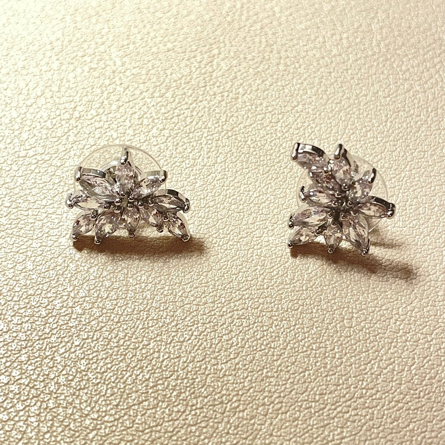 Maeve Silver Leaf CZ Stud Earring - Lizabetha Parker