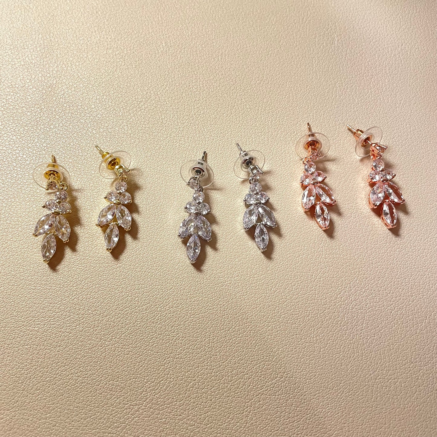 Daisy Rosegold Leaf CZ Earrings