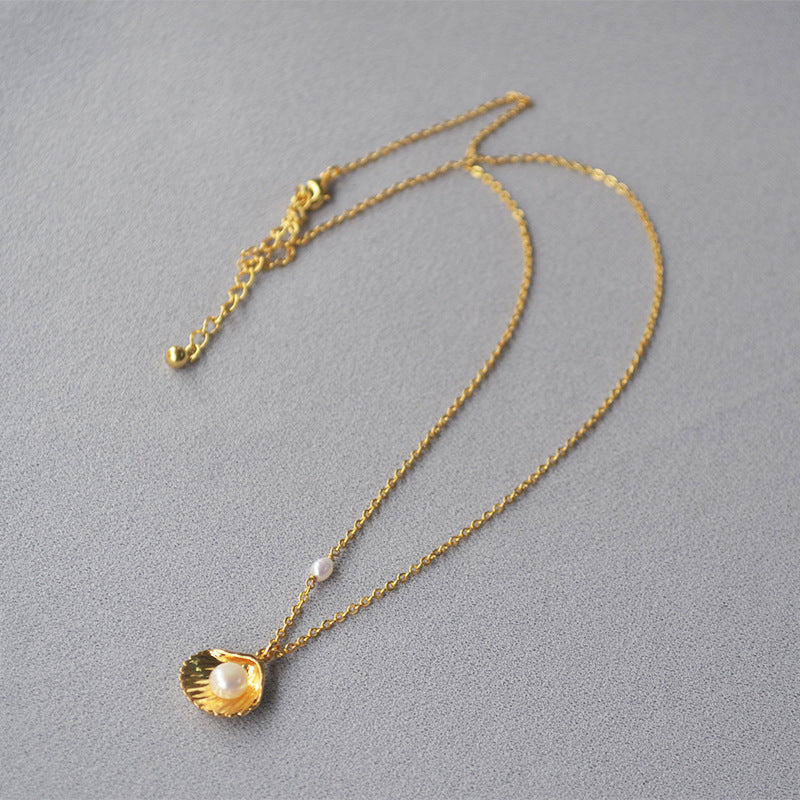 Gold Shell Pearl Necklace - Lizabetha Parker