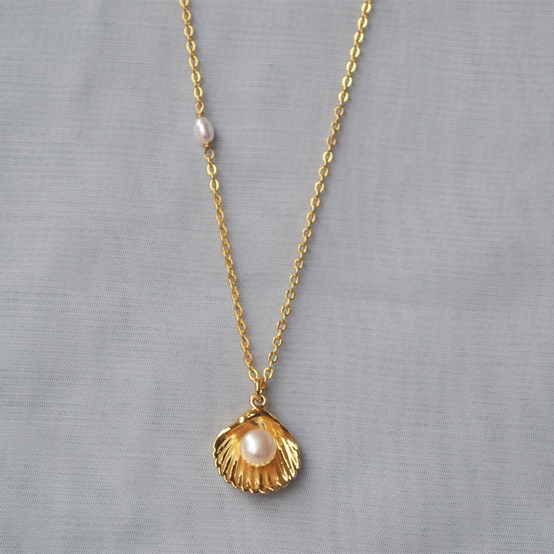 Gold Shell Pearl Necklace - Lizabetha Parker