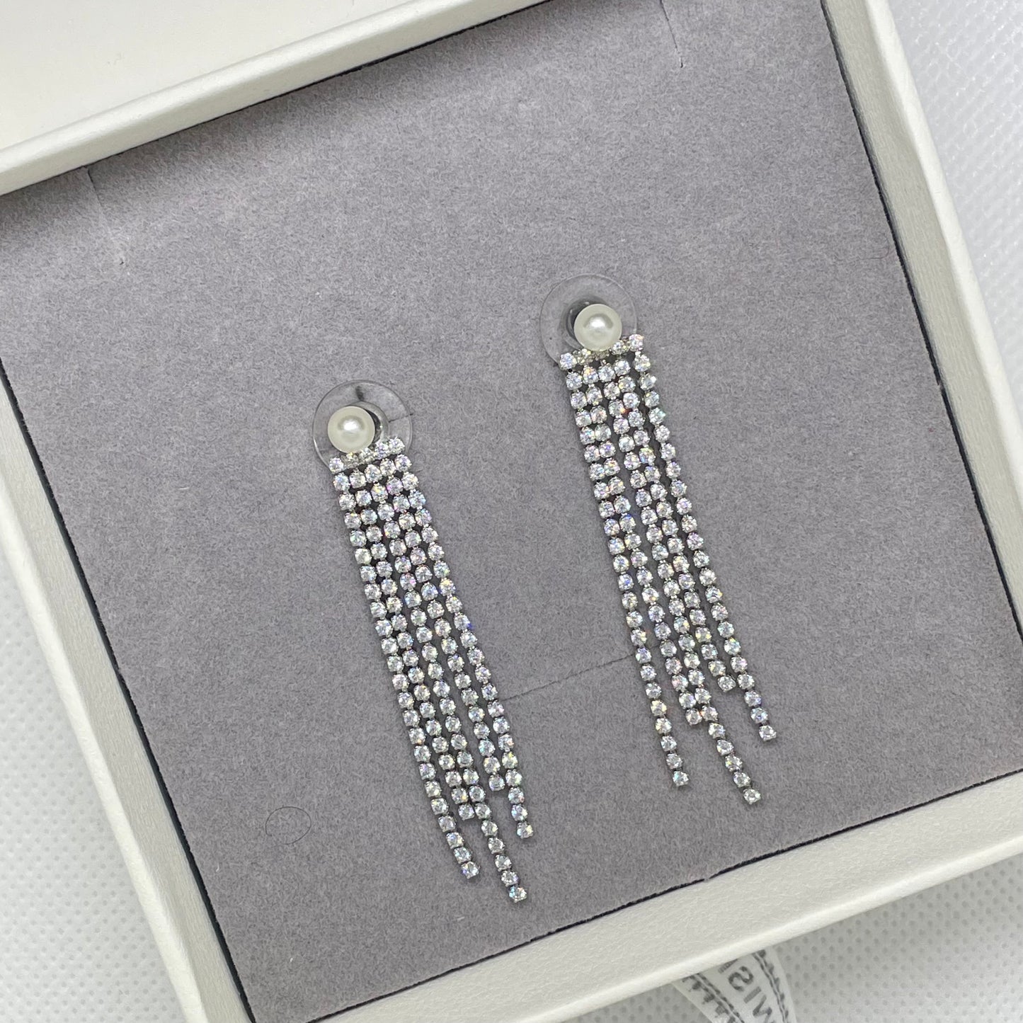 Stacy Pearl & CZ Drop Earrings