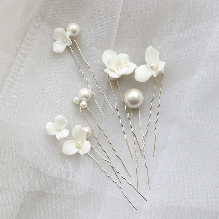 Lucy Flower Pearl Bridal Hairpin - Lizabetha Parker