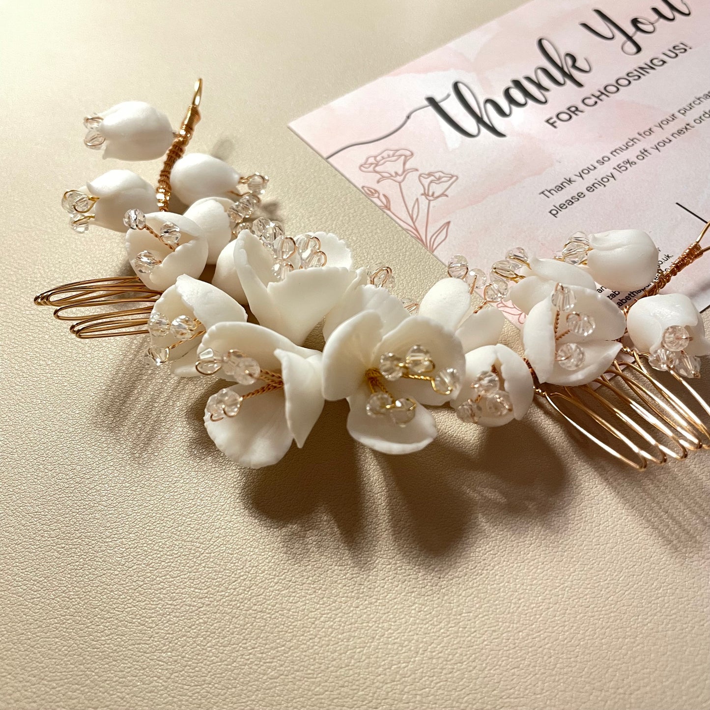 Aubree White Flower Hair Comb